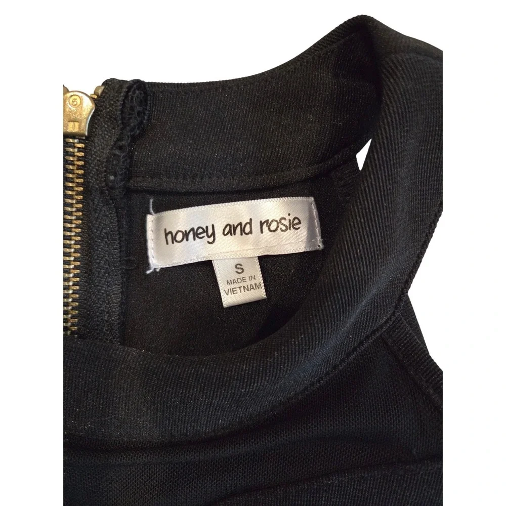 Honey and Rosie Womens Black Halter Skater Dress Mesh Waist‎ Mini Size S